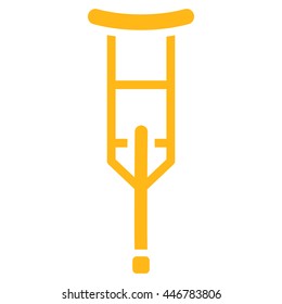 Crutch vector icon. Style is flat icon symbol with rounded angles, yellow color, white background.