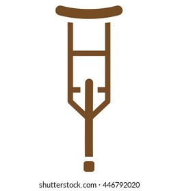 Crutch vector icon. Style is flat icon symbol with rounded angles, brown color, white background.