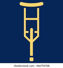 Crutch vector icon. Style is flat icon symbol with rounded angles, yellow color, blue background.
