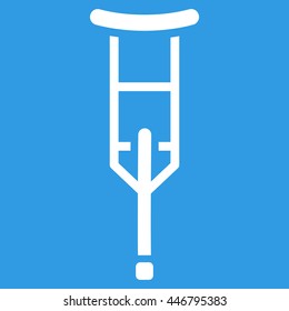 Crutch vector icon. Style is flat icon symbol with rounded angles, white color, blue background.