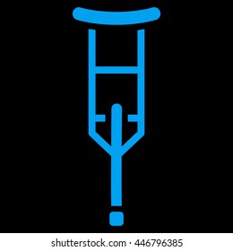 Crutch vector icon. Style is flat icon symbol with rounded angles, blue color, black background.