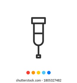 Crutch vector icon, Walking aid icon.