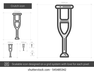 Crutch vector line icon isolated on white background. Crutch line icon for infographic, website or app. Scalable icon designed on a grid system.