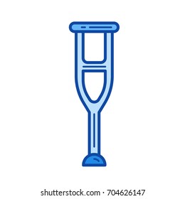 Crutch vector line icon isolated on white background. Crutch line icon for infographic, website or app. Blue icon designed on a grid system.
