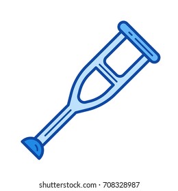 Crutch vector line icon isolated on white background. Crutch line icon for infographic, website or app. Blue icon designed on a grid system.
