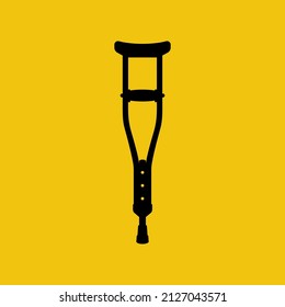 Crutches black icon. Silhouette crutches made from aluminum, wood and leather. Isolated on white background. Vector illustration flat design. Help for a person with restriction. 