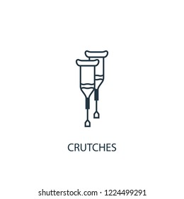 Crutches concept line icon. Simple element illustration. Crutches concept outline symbol design from Medical set. Can be used for web and mobile UI/UX