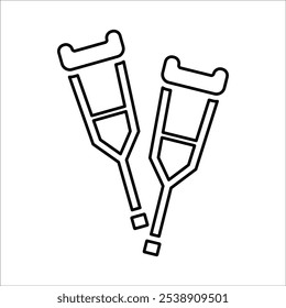 Crutches, Disabled Icon Line Vector graphics