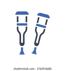 Crutches, disabled icon, vector graphics