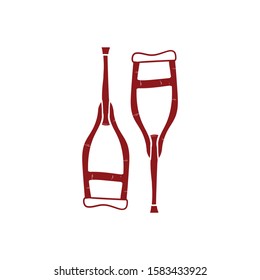 crutches doodle icon vector hand drawing 