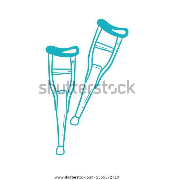 Crutches Doodle Icon Vector Hand Drawing Stock Vector (Royalty Free
