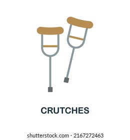 Crutches flat icon. Colored element sign from hospital collection. Flat Crutches icon sign for web design, infographics and more.
