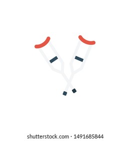 crutches glyph flat vector icon