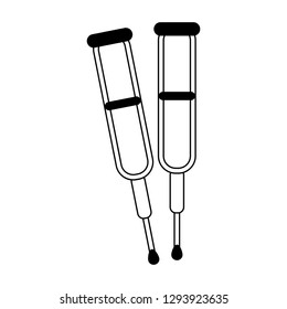Crutches handicap symbol black and white