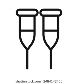 crutches icon black and white vector sign