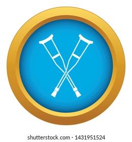 Crutches icon blue vector isolated on white background for any design