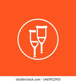 Crutches icon in circle, vector