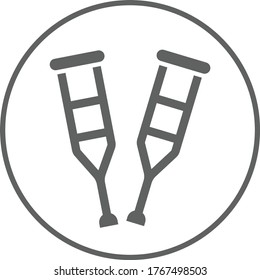 Crutches icon design, gray vector graphics