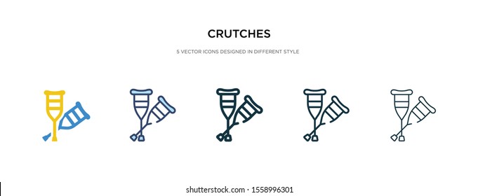 crutches icon in different style vector illustration. two colored and black crutches vector icons designed in filled, outline, line and stroke style can be used for web, mobile, ui