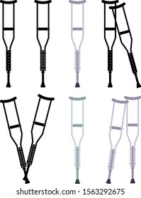 Crutches Icon, disable person walking  helper aid object Vector art Illustration