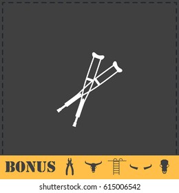 Crutches icon flat. Simple vector symbol and bonus icon