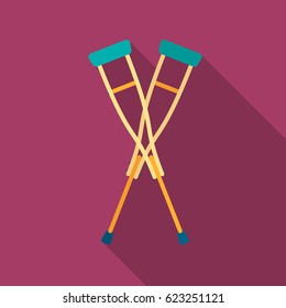 Crutches icon flat. Single medicine icon from the big medical, healthcare flat.