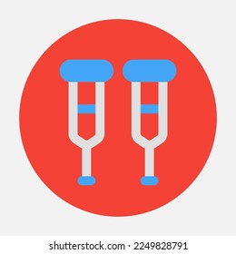 Icono de muletas en estilo plano, uso para presentación de aplicaciones móviles del sitio web