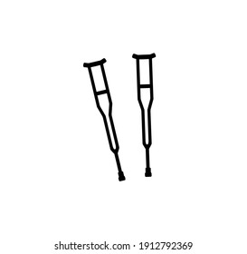 Crutches Icon, Medical Simple Illustration