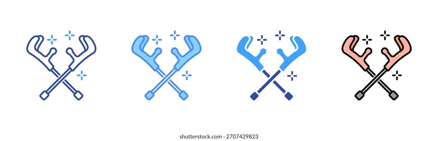 Icono de muletas, conjunto de iconos de estilos múltiples