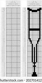 Crutches Icon Nonogram Pixel Art, Disabled Person Mobility Aid, Logic Puzzle Game Griddlers, Pic-A-Pix, Picture Paint By Numbers, Picross, Vector Art Illustration