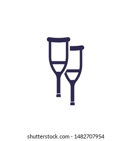 Crutches icon on white, vector
