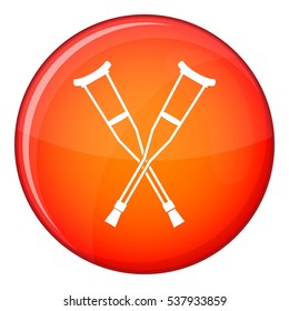 Crutches icon in red circle isolated on white background vector illustration