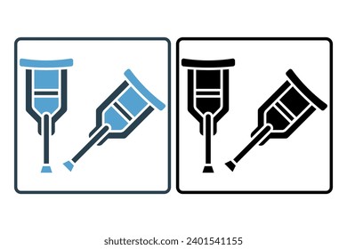 crutches icon. icon related to disability and disability symbol . solid icon style. Simple vector design editable