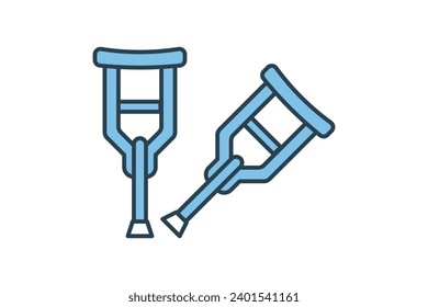 crutches icon. icon related to disability and disability symbol . flat line icon style. Simple vector design editable
