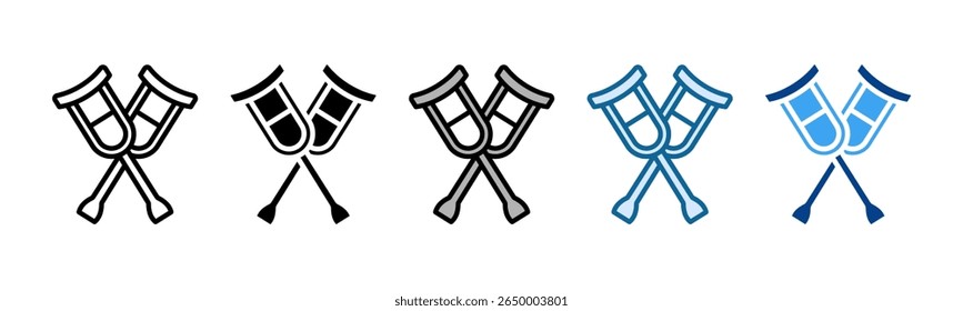 Crutches Icon Set Multiple Style Collection