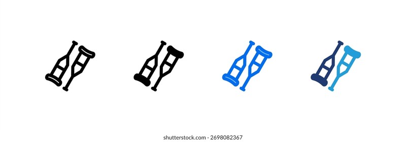 Conjunto de iconos de muletas colección de estilo múltiple. Ilustración vectorial.