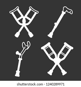 Crutches icon set. Outline set of crutches vector icons for web design isolated on gray background