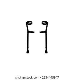 Kreuzungen Symbol. Einfache Stilunterstützung für das behinderte Plakathintergrund-Symbol. Entwerfen Sie das Logo der Marke Crutches. Crutches T-Shirt-Druck. Vektor für Aufkleber.