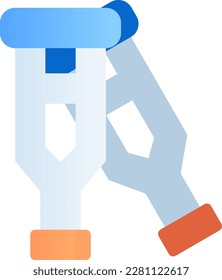 The crutches icon, symbolizing mobility aids for people with injuries to the legs or feet. The icon is commonly used to indicate the presence of medical care 