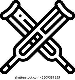 Icono de muletas. Diseño De Estilo Lineal Delgado Aislado Sobre Fondo Blanco
