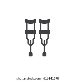 Crutches icon vector, filled flat sign, solid pictogram isolated on white. Symbol, logo illustration. Pixel perfect