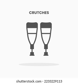 Crutches icon vector illustration glyph style. Great used for web, app, digital product, presentation, UI and many more.