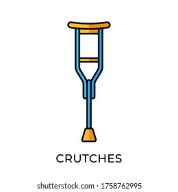 Crutches icon vector illustration. Medical Crutches icon flat design isolated on white background. Medical Health Care Symbol Vector illustration