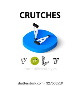 Crutches icon, vector symbol in flat, outline and isometric style