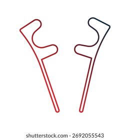 Ícone muletas com fundo branco vetor ilustração stock