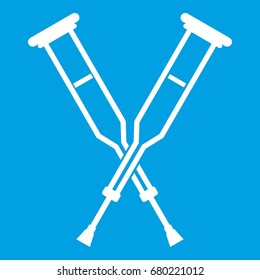 Crutches icon white isolated on blue background vector illustration