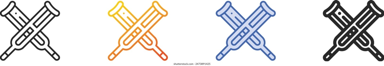 crutches icon.Thin Linear, Gradient, Blue Stroke and bold Style Design Isolated On White Background