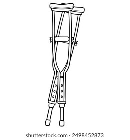 crutches illustration hand drawn outline isolated vector