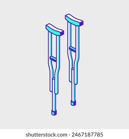 Crutches isometric vector icon illustration