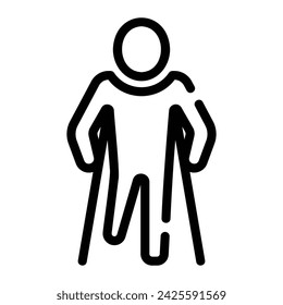 crutches Line Icon Background White